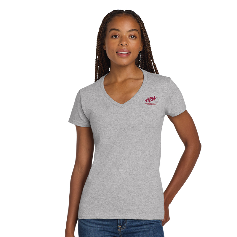 HBA - 5V00L Gildan Women’s Heavy Cotton 100% Cotton V-neck T-shirt - Sport Grey